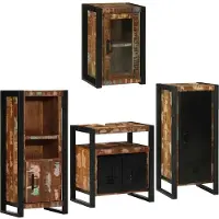 vidaXL Badezimmermöbel-Set mit Regal 4 pcs Mehrfarbig Massives Altholz