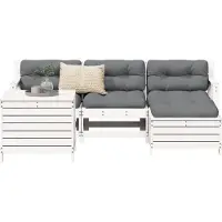 vidaXL 5-tlg. Garten-Sofagarnitur Weiß Massivholz Kiefer