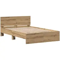 vidaXL Bettgestell mit Kopfteil Artisan-Eiche 193 x 125 x 70 cm