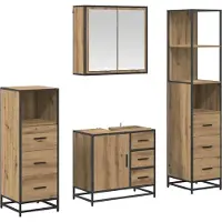 vidaXL Badezimmermöbel-Set 4 stk. Artisan-Eiche 65 x 33 x 60 cm
