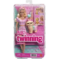 Barbie Twinning Looks Modepuppe mit Hündchen, zusammenpassende rosa Outfits und Accessoires, blond, Modepuppe, Weiblich, 3 Jahr(e), Mädchen, 295 mm, 300 g