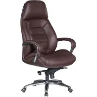 FineBuy Designer Bürostuhl Braun Bezug Echtleder Schreibtischstuhl bis 120 kg XXL Chefsessel höhenverstellbar Drehstuhl ergonomisch mit Armlehnen