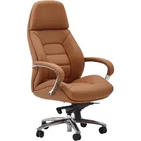 FineBuy Bürostuhl Bezug Echtleder Caramel Schreibtischstuhl bis 120 kg XXL Chefsessel höhenverstellbar Drehstuhl ergonomisch mit Armlehnen & hoher