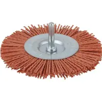 Wolfcraft 1 Nylon-Scheibenbürste, 6 mm Rundschaft, rot = aggressiv Ø 100 x 8 mm