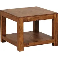 FineBuy Couchtisch Sheesham Massivholz 60x60 cm Quadratischer Wohnzimmertisch mit Ablage Handgefertigter Echtholztisch im natürlichen Stabil &