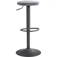 FineBuy Barhocker Samt Hocker Dunkelgrau ohne Lehne 58 - 79 cm Küchenhocker Stoff / Metall 100kg Design Barstuhl Tresenhocker Drehbar Bistrohocker