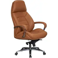 FineBuy Designer Bürostuhl Caramel Bezug Echtleder Schreibtischstuhl bis 120 kg XXL Chefsessel höhenverstellbar Drehstuhl ergonomisch mit Armlehnen