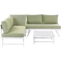 Beliani Gartenset Grün Aluminium Polyester 5-Sitzer 2 Sofas und Tisch Einstellbare Rückenlehne Terrasse Garten Outdoor Modern