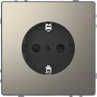 Merten MEG2400-6050 SCHUKO-Steckdose, erhöhter Berührungsschutz, Schraub-Liftklemmen, Nickelmetallic, System Design MEG24006050