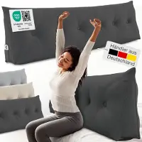 ELONEO Rückenkissen – Keilkissen fürs Bett & Sofa, abnehmbarer Bezug, praktisches Seitenfach Handy 1 St Kissen