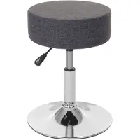 Mendler Hocker HWC-C22, Sitzhocker Schminkhocker, höhenverstellbar Ø 35cm Textil, grau