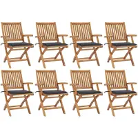 vidaXL Klappbare Gartenstühle mit Kissen 8 Stk. Massivholz Teak