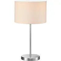 TRIO Tischleuchte Silber matt Stoffschirm Weiß Ø 30cm