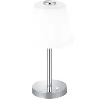 TRIO Design LED Wohnzimmerlampe Chrom TOUCH dimmbar Nachttischleuchte Glasschirm weiß