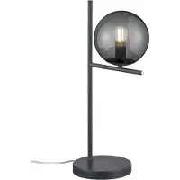 TRIO Design Nachttischlampe Anthrazit Lampenschirm Kugel Rauchglas fürs Schlafzimmer