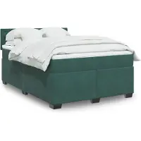 vidaXL Boxspringbett mit Matratze Dunkelgrün 140x200 cm Samt