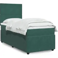 vidaXL Boxspringbett mit Matratze Dunkelgrün 90x190 cm Samt