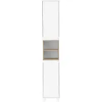 SoBuy BZR147-W Hochschrank mit 2 Türen und 2 Fächern Aufbewahrungsschrank Badezimmerschrank mit offenen Fächern Dunkelgrau BHT ca. 30x170x30cm