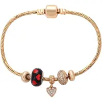 Faina Women Snake Chain Bracelet With Charms in Rose Gold Red | Gr.: onesize