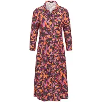 Goldner Sommerkleid "Kurzgröße Fließendes Viskosekleid mit Knopfleiste" Manschettenärmel