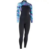 iON Neoprenanzug Amaze Core 4/3 mit Rückenreißverschluss, Damen, tropisches Palmen-Glitch-Design, Größe 34/XS