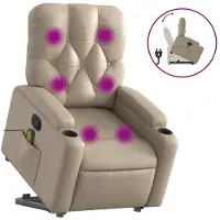 vidaXL Massagesessel mit Aufstehhilfe Cappuccino-Braun Kunstleder