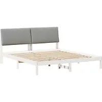 vidaXL Bettgestell Weiß und Hellgrau 180 x 200 cm Massivholz Kiefer