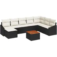 vidaXL Gartensofa-set 9 stk. Schwarz und Creme Poly-Rattan