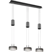TRIO LED Balkenpendelleuchte FRANKLIN höhenverstellbar 3-flammig, Anthrazit