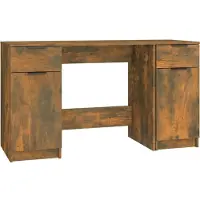 Helloshop26 - Schreibtisch Arbeitsplatz Computermöbel Arbeitszimmer mit Beistellschrank geräucherte Eiche Holzwerkstoff braun 02_0023392