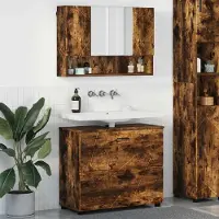 vidaXL Badezimmermöbel-Set 2 stk. Geräucherte Eiche 76,5 x 35 x 64 cm