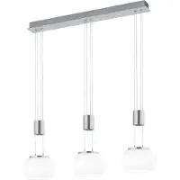 TRIO LED-Pendelleuchte - Nickel - Weiß - Glas - Metall - 3-flammig - 82 x 150 cm - höhenverstellbar