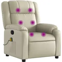 vidaXL Massagesessel mit Relaxfunktion, Kunstleder, Creme