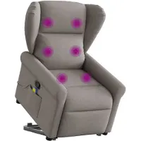 vidaXL Massagesessel mit Aufstehhilfe Taupe Stoff