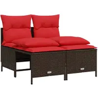 vidaXL 4-teiliges Gartensofa-Set mit Kissen, braun, Polyrattan