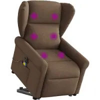 vidaXL Elektrischer Massagesessel mit Aufstehhilfe Braun Stoff