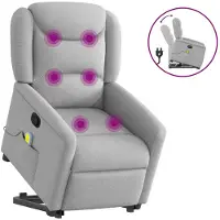 vidaXL Massagesessel mit Aufstehhilfe Wolkengrau Stoff