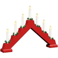vidaXL Weihnachtskerzenbrücke mit 7 LEDs Rot 39,5 x 5 x 29 cm