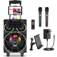 Pyle Altoparlante Portatile Bluetooth con Microfoni Wireless e Luci per Feste