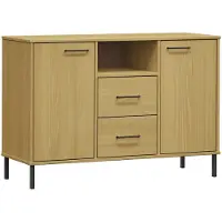 vidaXL Sideboard OSLO mit Metallbeinen Braun 113x40x77 cm Massivholz