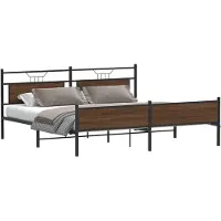 vidaXL Metallbett ohne Matratze Braun Eichen-Optik 193x201 cm