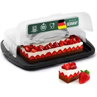Novaliv 3er-Set Kuchen-Transportbox XL (Rechteckig 47 x 35 x 11 cm), Aufbewahrungsbox aufklappbar, Party-Box Container Tortentransportbox Tortenbehälter Behälter, Kuchen Torten Muffins Feier Buffet