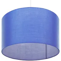 Beliani Hängeleuchte Blau runder Stoffschirm 48 cm Durchmesser Trommelform Retro Stil
