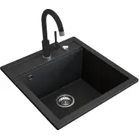 Bergström Granitspüle mit Armatur Schwarz 49 x 50 cm mit Armatur Schwarz, Model 42108