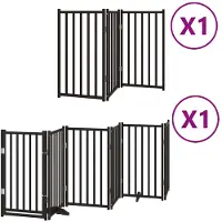 vidaXL 9-tlg. Hundetor mit Tür Faltbar Schwarz 450 cm Pappelholz