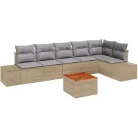 vidaXL Gartensofa-set 7 Stk. Beige Poly-Rattan