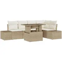 vidaXL Gartensofa-set 6 stk. Beige Poly-Rattan