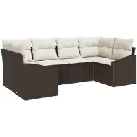 vidaXL Gartensofa-set 6 Stk. Braun und Creme Poly-Rattan