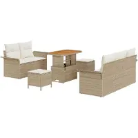vidaXL Gartensofa-set 8 stk. Beige Poly-Rattan