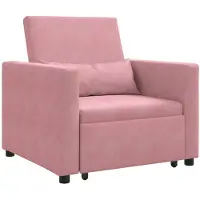 vidaXL Ausziehbare Schlafcouch Einzel mit Rädern Hellrosa Samt